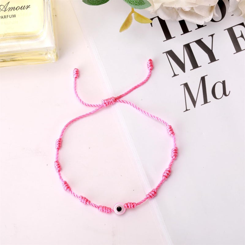 Bovemee Pink String Evil Eye 7 Knot Lucky Bracelets Mexican Braclets Red Braided Black Rope San Judas Bracelet Virgin Mary Amulet Gift for Women Men - Image 3